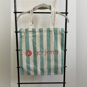 Gorjana Aqua and Cream Striped Tote